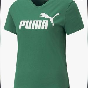 Womens Puma Green V Neck Tee- X large Short Sleeve